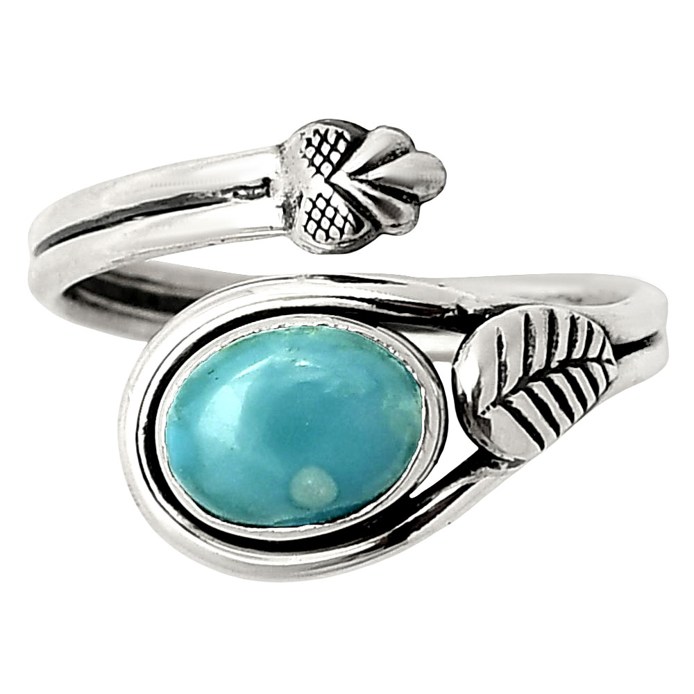 Adjustable - Sleeping Beauty Turquoise Ring size-8 SDR249798 R-1276, 6x8 mm