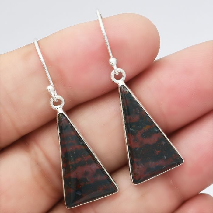 Natural Blood Stone Earrings SDE40677 E-1001, 12x22 mm