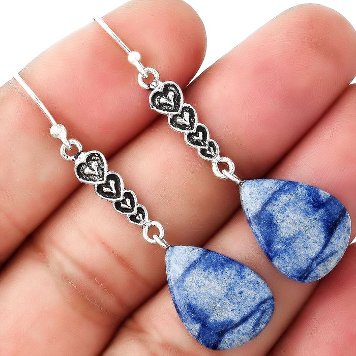 Valentine Gift Heart - Natural Dumortierite Quartz Earrings SDE47664 E-1065, 13x17 mm