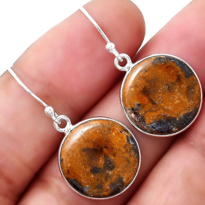 Natural Indian Blanket Jasper Earrings SDE47920 E-1001, 16x16 mm