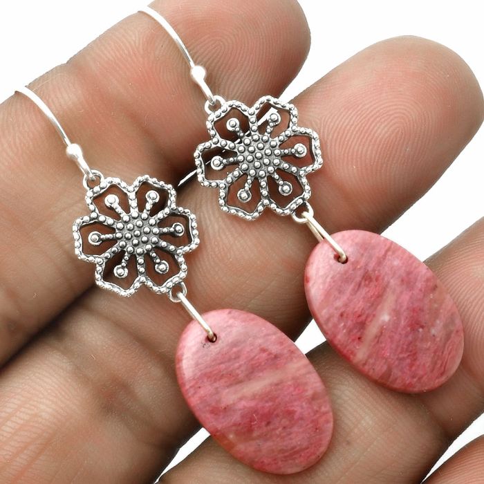 Artisan - Natural Pink Tulip Quartz Earrings SDE65146 E-1235, 14x21 mm