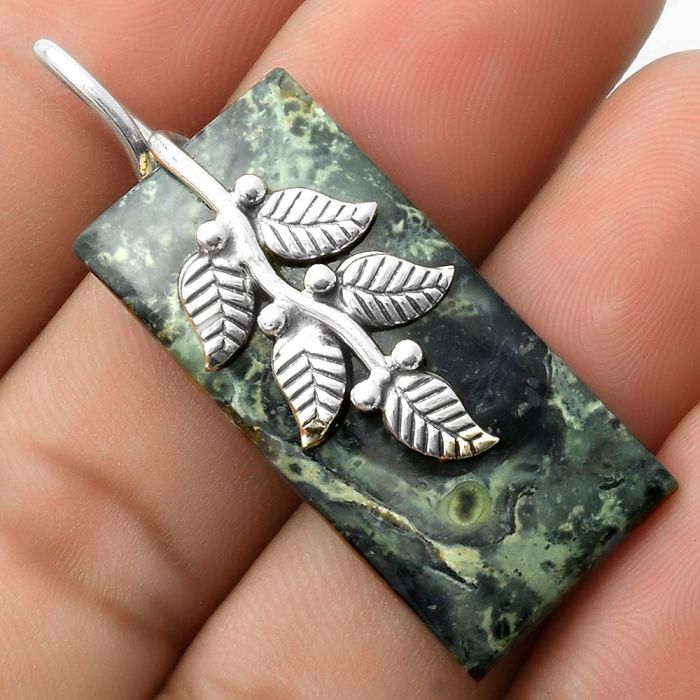 Leaves - Natural Star Galaxy Jasper Pendant SDP117255 P-1291, 16x35 mm