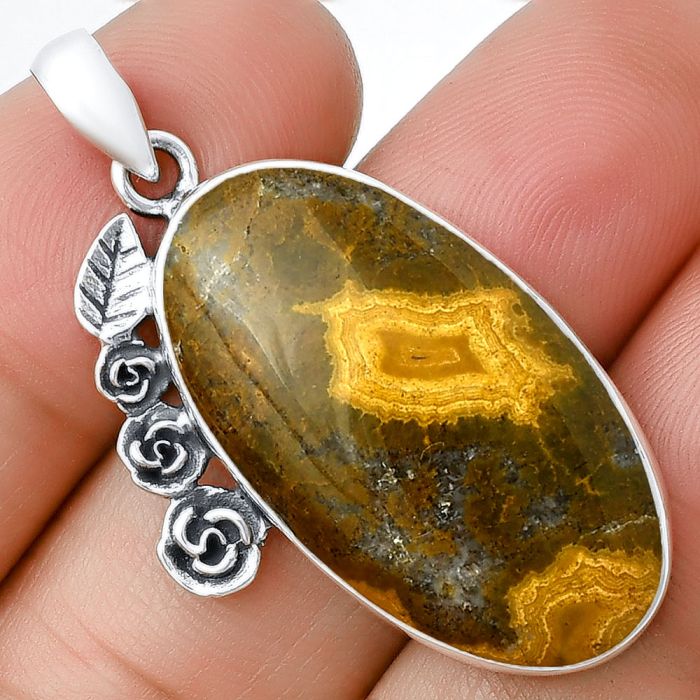 Floral - Ocean Jasper Pendant SDP139467 P-1070, 17x30 mm