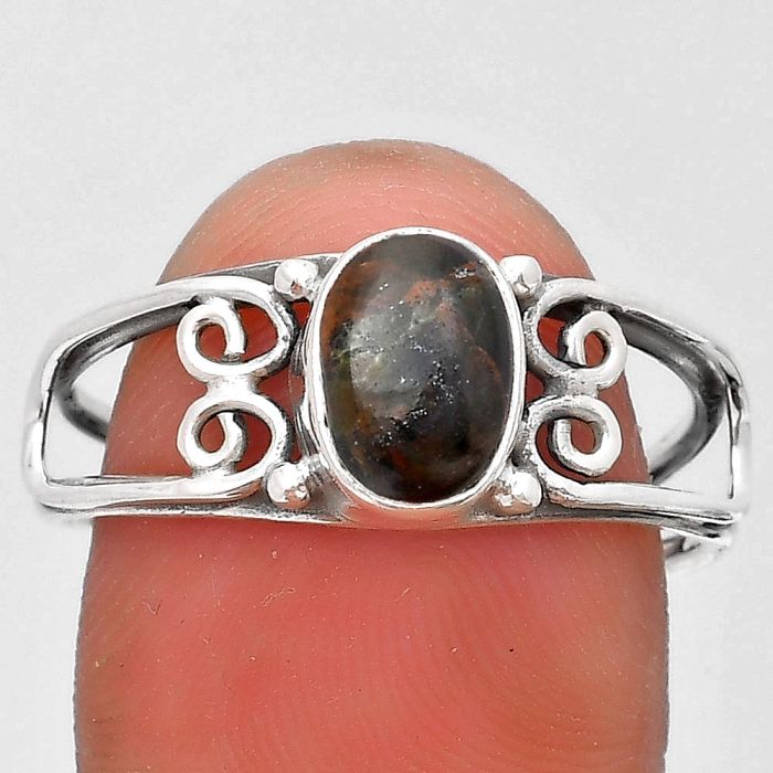Adjustable - Turkish Rainforest Chrysocolla Ring size-9 SDR193152 R-1143, 6x8 mm